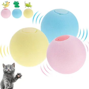 3шт Игрушки для кошек, шарики, интерактивные игрушки для скрипучих кошек с умным запуском, прочные шарики из кошачьей мяты, шарики для ловли котенка на батарейках